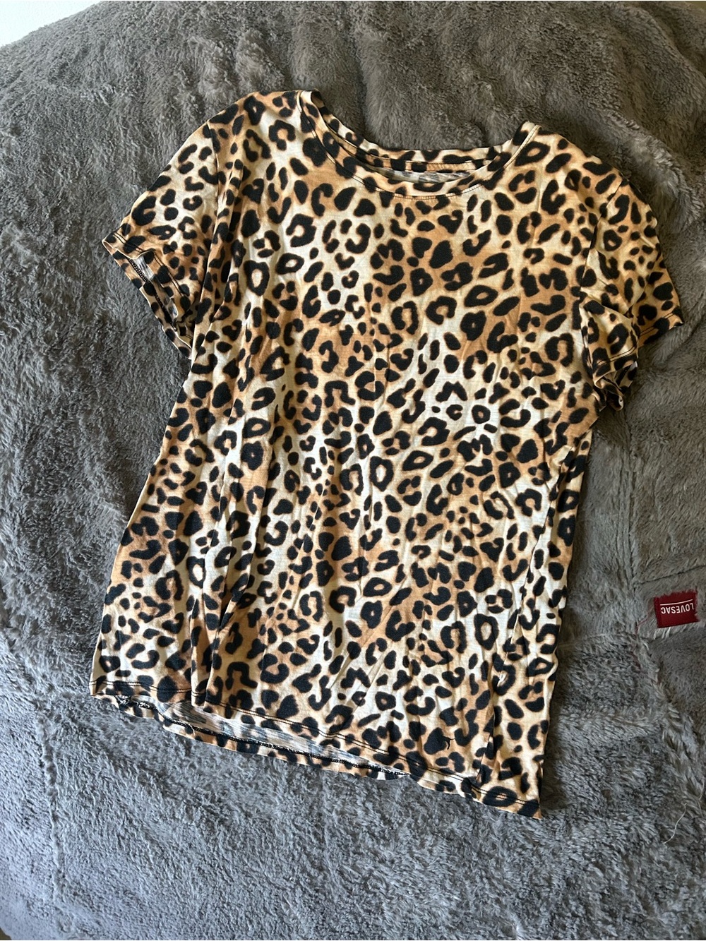 PINK Victoria's Secret Leopard Short Sleeve Tee - Tan/Black